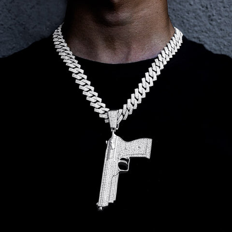 Cuban Link Gun Pendant Necklace