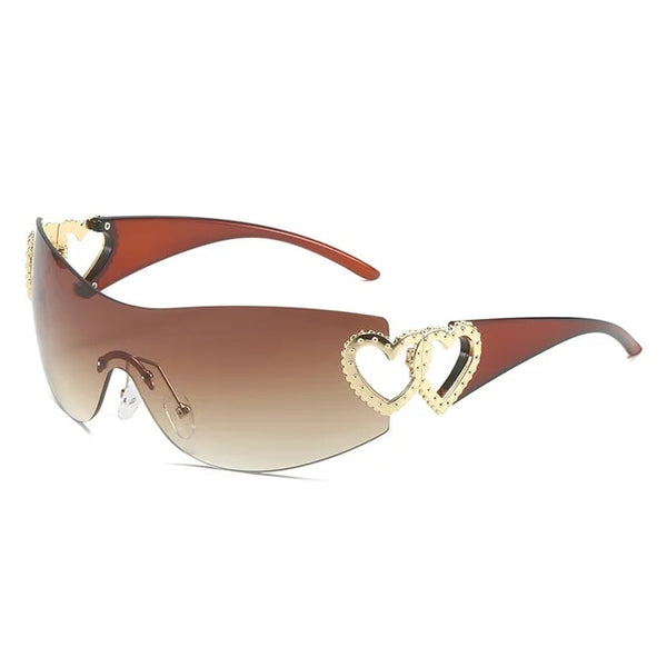 Y2k Rimless Heart Sunglasses