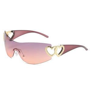 Y2k Rimless Heart Sunglasses