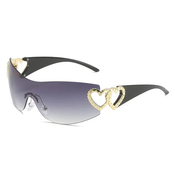 Y2k Rimless Heart Sunglasses