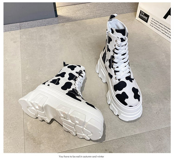 Ladies Cow Print Boots