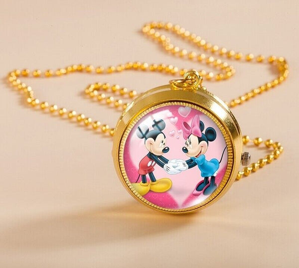 Mickey & Minnie Mouse Necklace Watch